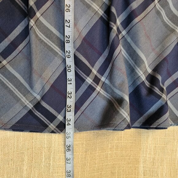 y2k Preppy Western Coastal Office Siren Cowgirl Blue Plaid Maxi Skirt - Picture 8 of 8